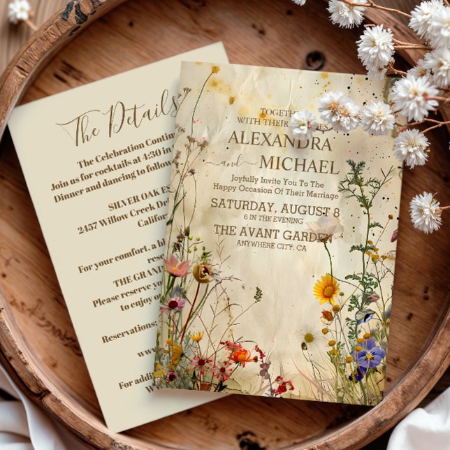 Invitation Détails de mariage bohème d'automne avec des fleur (Créateur téléchargé)