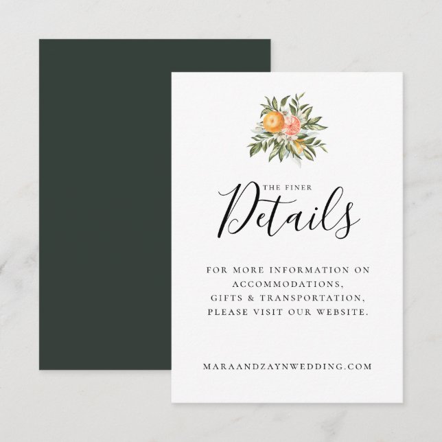 Invitation Détails de mariage botanique de citronniers d'Oran (Devant / Derrière)