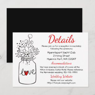 Invitation Détails de mariage champêtre Fleurs Pot Mason Noi
