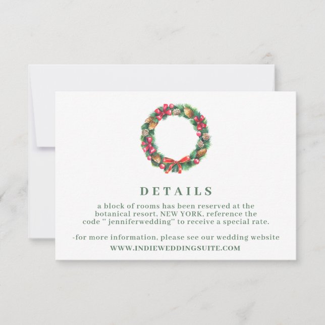 Invitation Détails de mariage Couronne d'Hiver (Devant)