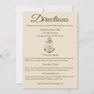 Invitation Détails de mariage d'ancre de navire Tan nautique