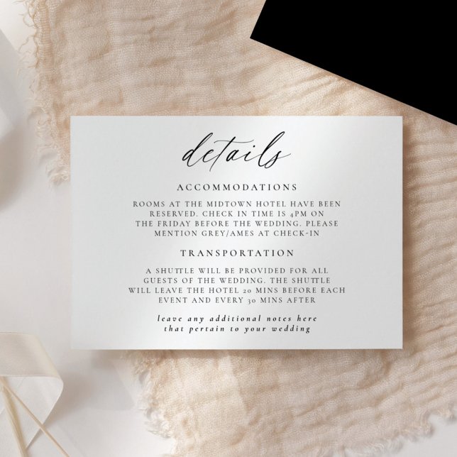 Invitation Détails de mariage de script élégant moderne (Créateur téléchargé)