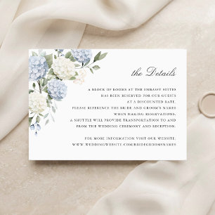 Invitation Détails de mariage de verdure d'hortensia bleu flo