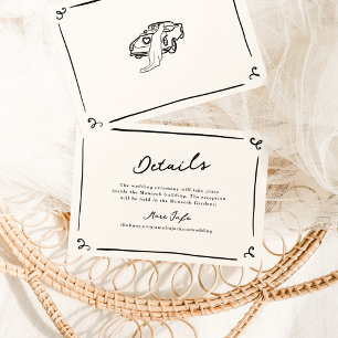 Invitation Détails de mariage dessinés à la main et fantaisis