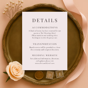 Invitation Détails de mariage élégants et minimalistes rose p
