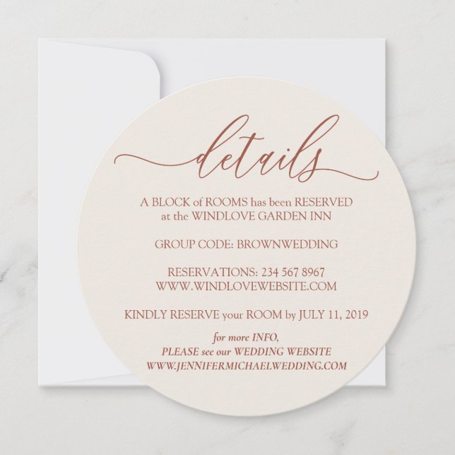 Invitation Détails de mariage élégants et simples en beige te (Devant)