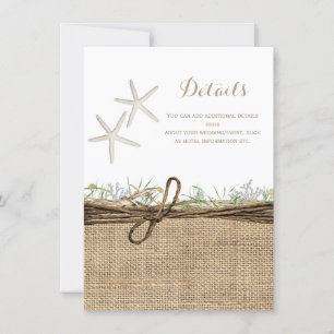 Invitation Détails de mariage en toile de jute avec étoiles d