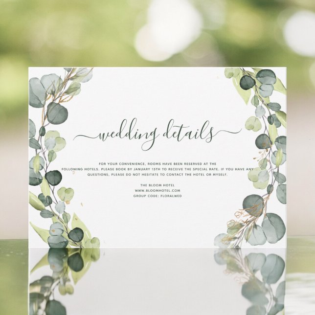 Invitation Détails de mariage Eucalyptus Verdure Succulent (Créateur téléchargé)