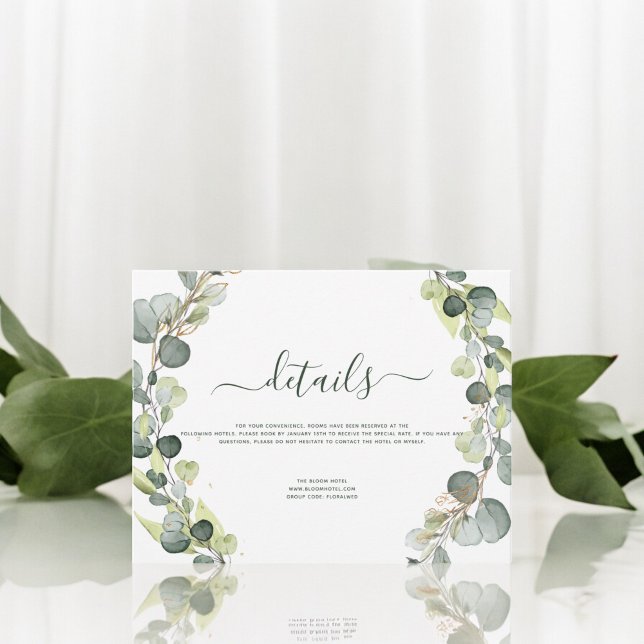 Invitation Détails de mariage Eucalyptus Verdure Succulente (Créateur téléchargé)