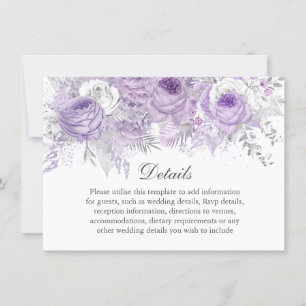 Invitation Détails de mariage Fleur Violet Lavande Argent