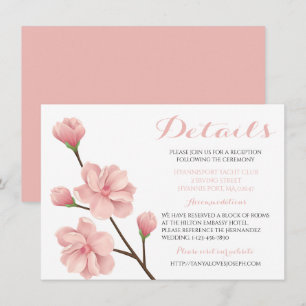 Invitation Détails de mariage Fleurs de Cerisier Rose Floral