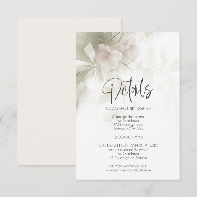 Invitation Détails de mariage Fleurs de pêcher rose pâle  (Devant / Derrière)