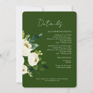 Invitation Détails de mariage floral blanc vert arrondis