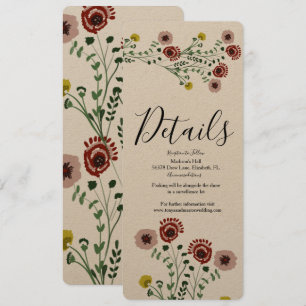 Invitation Détails de mariage floral botanique vintage brodé