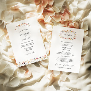 Invitation Détails de Mariage floral coloré simple et