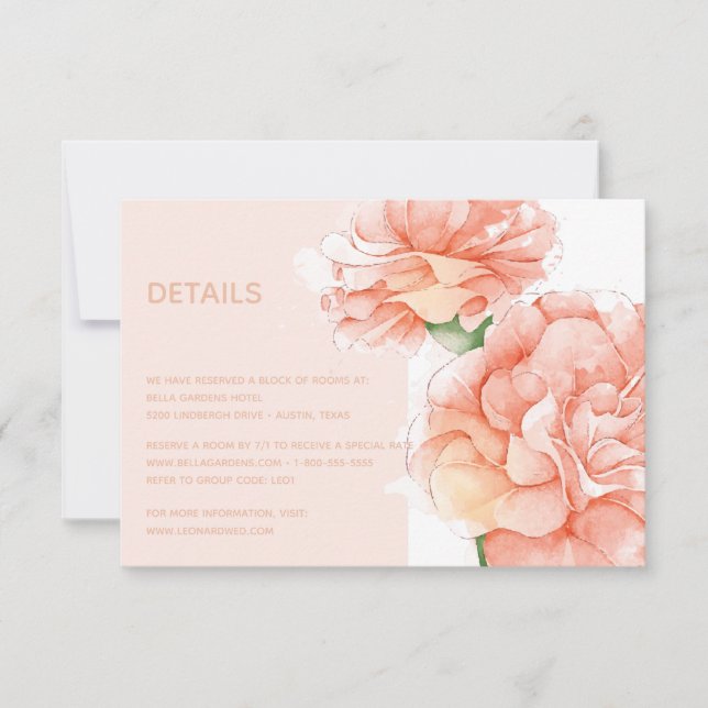 Invitation Détails de mariage floral moderne et élégant (Devant)