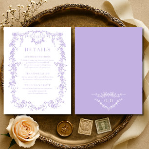 Invitation Détails de mariage French Victorian Purple Lilac