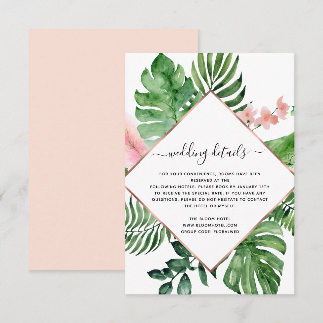 Invitation Détails de mariage géométriques à l'aquarelle de p (Devant / Derrière)