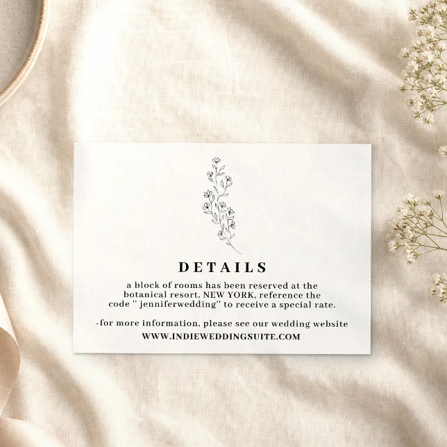 Invitation Détails de mariage indie boho clair Flower (Créateur téléchargé)