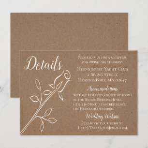 Invitation Détails de mariage kraft brun vintage Rose de camp
