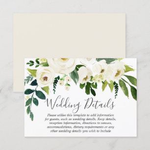 Invitation Détails de mariage magnifiques en crème florale bl