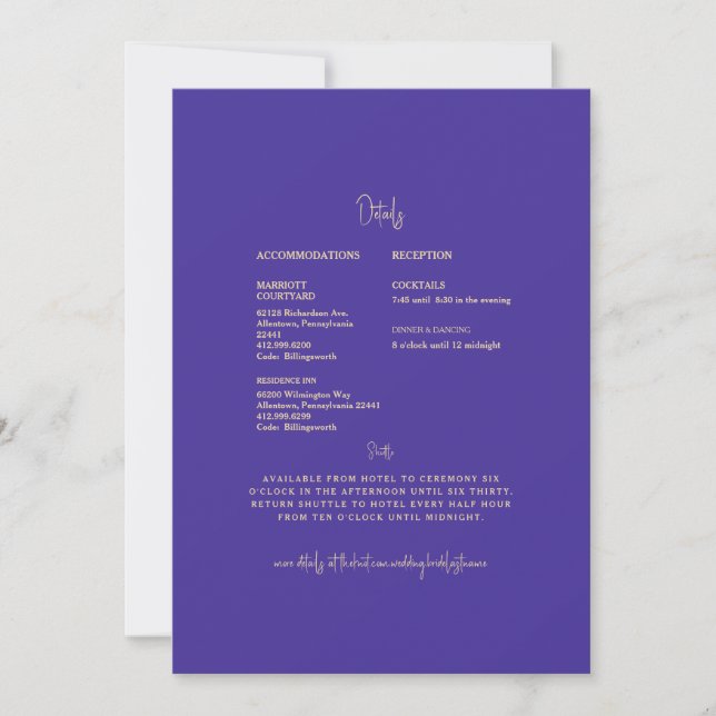 Invitation Détails de mariage Mandala Royal Blue (Devant)