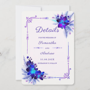 Invitation Détails de mariage Orchidée Bleue Violette