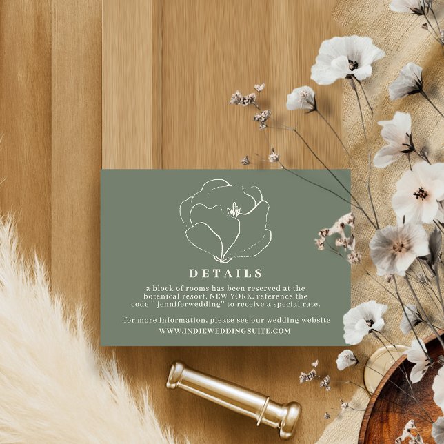 Invitation Détails de mariage rustique bohème indie vert saug (Créateur téléchargé)