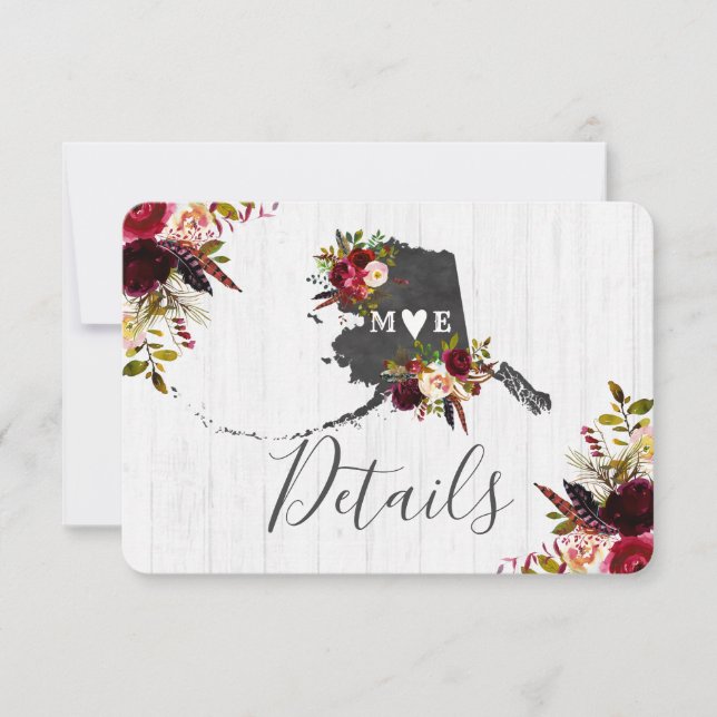 Invitation Détails de mariage rustique de destination de l'Ét (Devant)