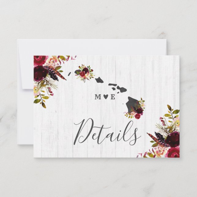 Invitation Détails de mariage rustique de destination d'état  (Devant)