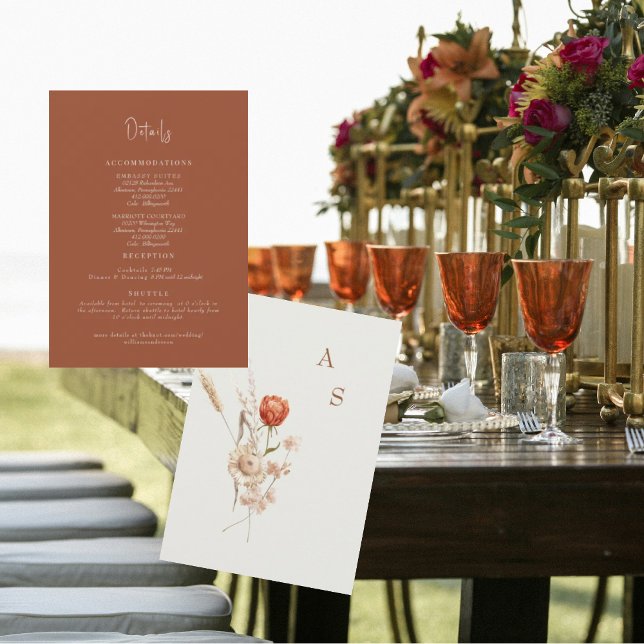 Invitation Détails de mariage Terracotta inclus (Créateur téléchargé)