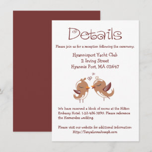 Invitation Détails de mariage tourtereaux marron et blanc Dir