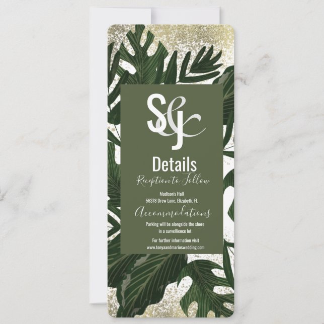Invitation Détails de Monstera Tropical Faux Gold Splash (Devant)