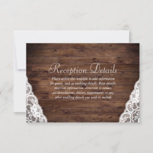 Invitation Détails de réception de mariage rustique élégant v