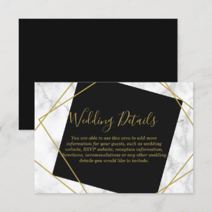 Invitation Détails de réception en marbre noir et or faux