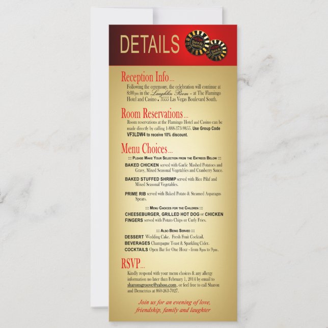 Invitation Détails de Sharon & Demetrius Las Vegas Deluxe Rou (Devant)