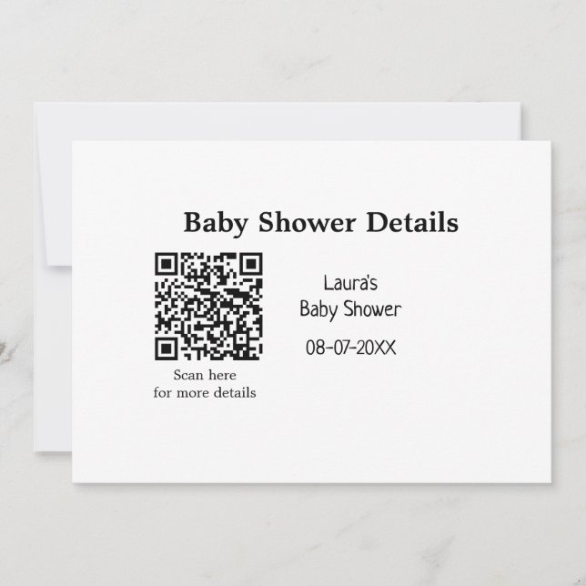 Invitation DÉTAILS DU baby shower QR SCAN CODE RU MODERNE MIN (Devant)