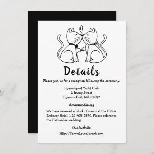 Invitation Détails du chat Mariage Noir Blanc Cute Chats Mode