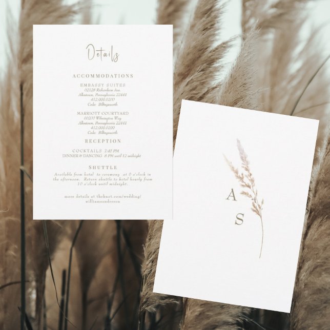 Invitation Détails du Mariage blanc simple (Créateur téléchargé)