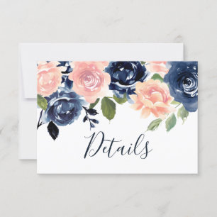 Invitation Détails du Mariage Blush & Navy