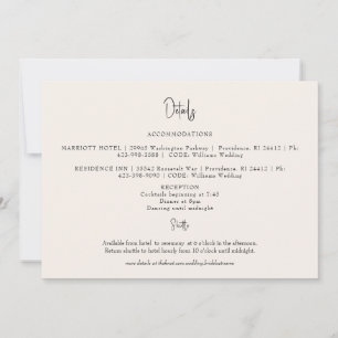 Invitation Détails du Mariage de crème horizontale