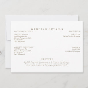 Invitation Détails du Mariage de texte blanc et or