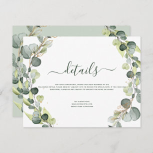 Invitation Détails du mariage Eucalyptus Vert Succulent