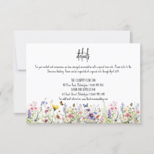 Invitation Détails du Mariage fleur sauvage coloré