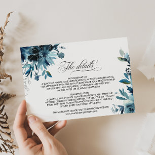 Invitation Détails du Mariage floral de la marine céleste Ins