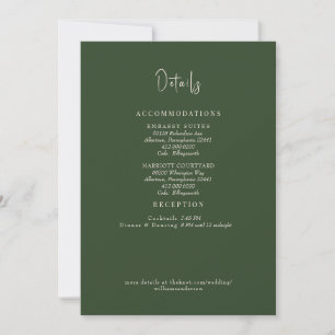 Invitation Détails du Mariage Forest Green
