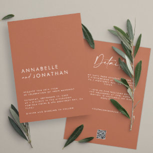 Invitation Détails du Mariage minimaliste en terre cuite mode