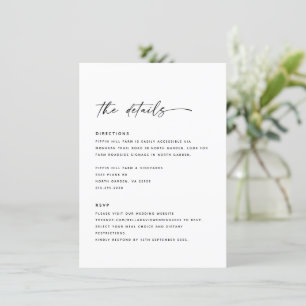 Invitation Détails du Mariage moderne Instructions Modèle RSV