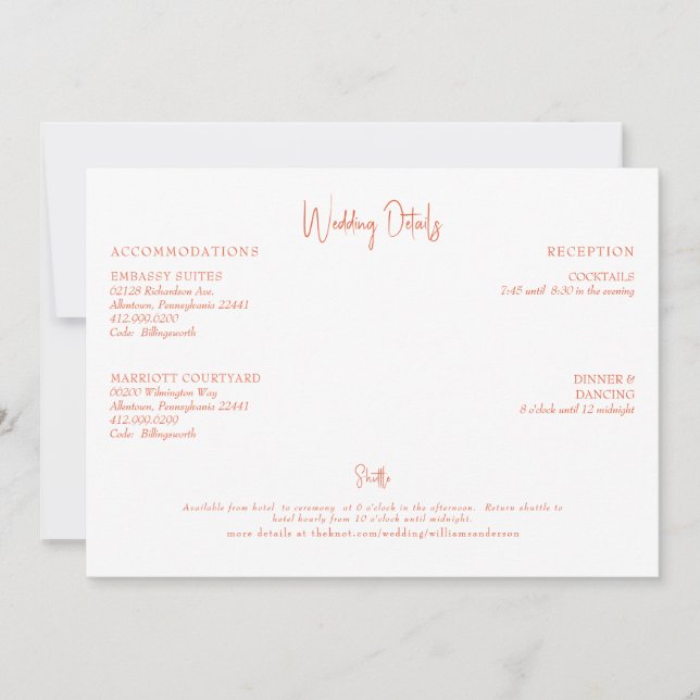 Invitation Détails du Mariage orange (Devant)