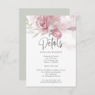 Invitation Détails du mariage Roses d'aquarelle rose